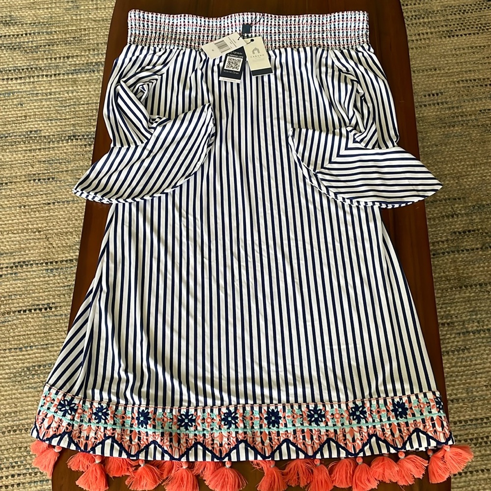 Cabana life, Small business off the shoulder dress.